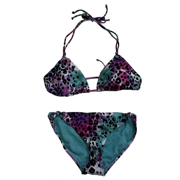 Xhilaration Multicolor Leopard Print Bikini Size Medium Sequins on Suit NWT - Picture 3 of 10
